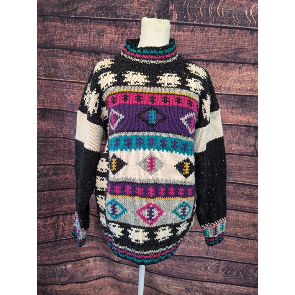 VTG 80s Knit Sweater with graphic motif‎ IVY Size medium